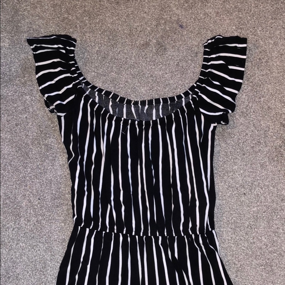 Black and white striped dress